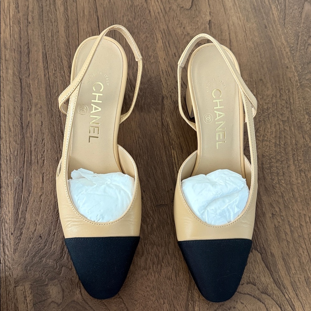 Chanel sling backs classic beige 35C - Picture 6 of 9
